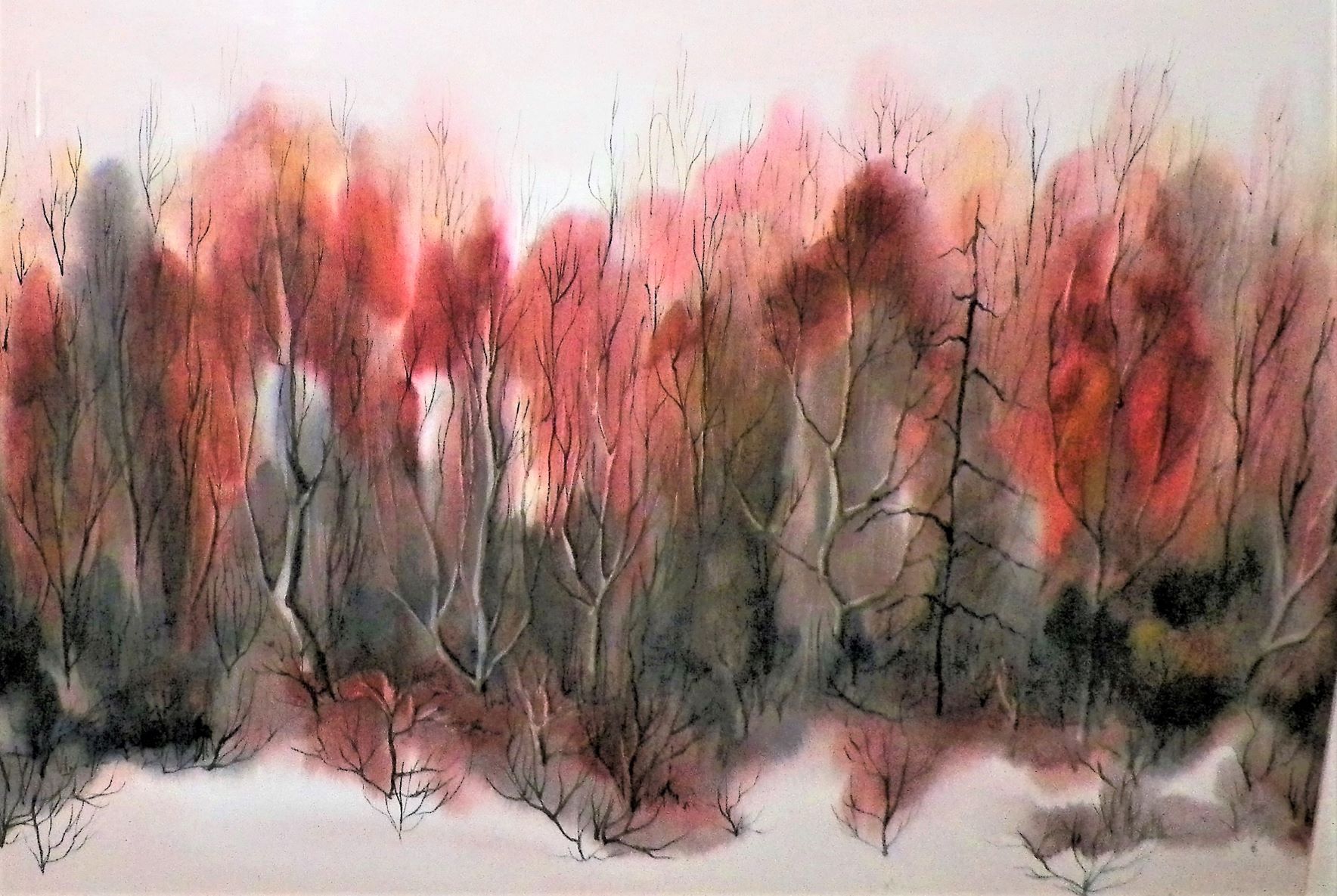ART PAINTING WANK LANDSCAPE FOREST IN RED 2AA.JPG
