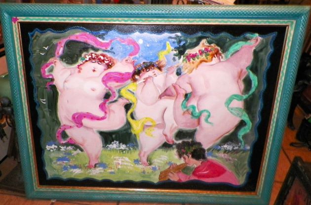 ART PAINTING WHITTAKER BIG DANCING NUDE LADIES 1AA.JPG
