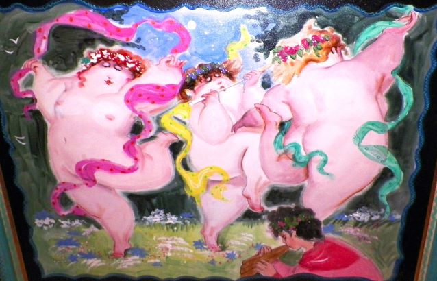 ART PAINTING WHITTAKER BIG DANCING NUDE LADIES 2AA.JPG