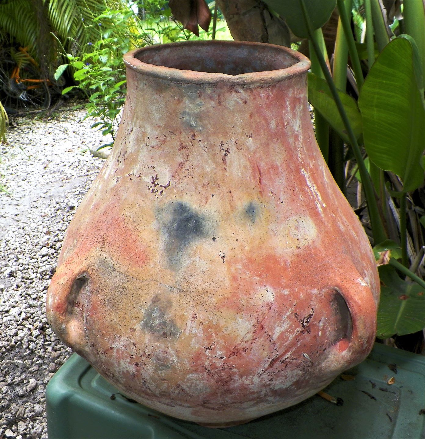 ART POTTERY 4 HANDLE TERRA COTTA JAR 1A.JPG
