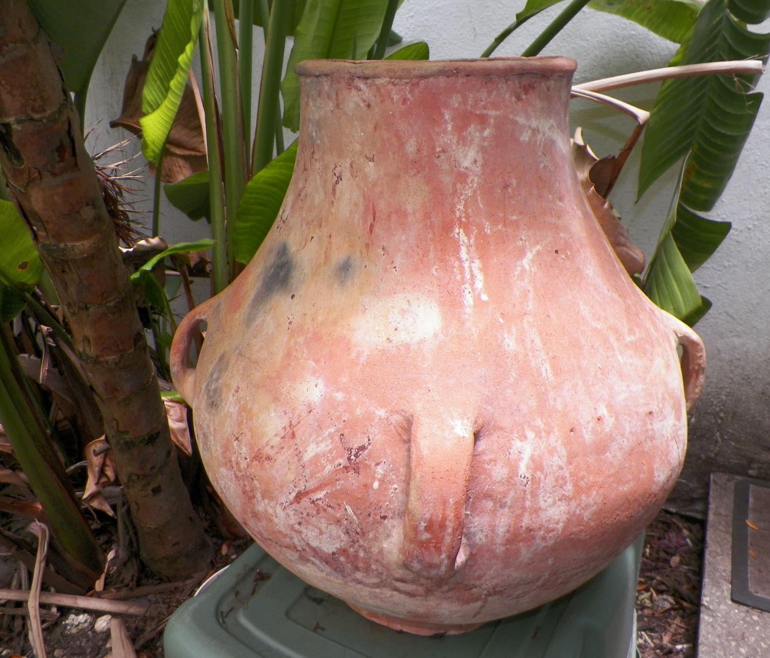 ART POTTERY 4 HANDLE TERRA COTTA JAR 2AA.JPG