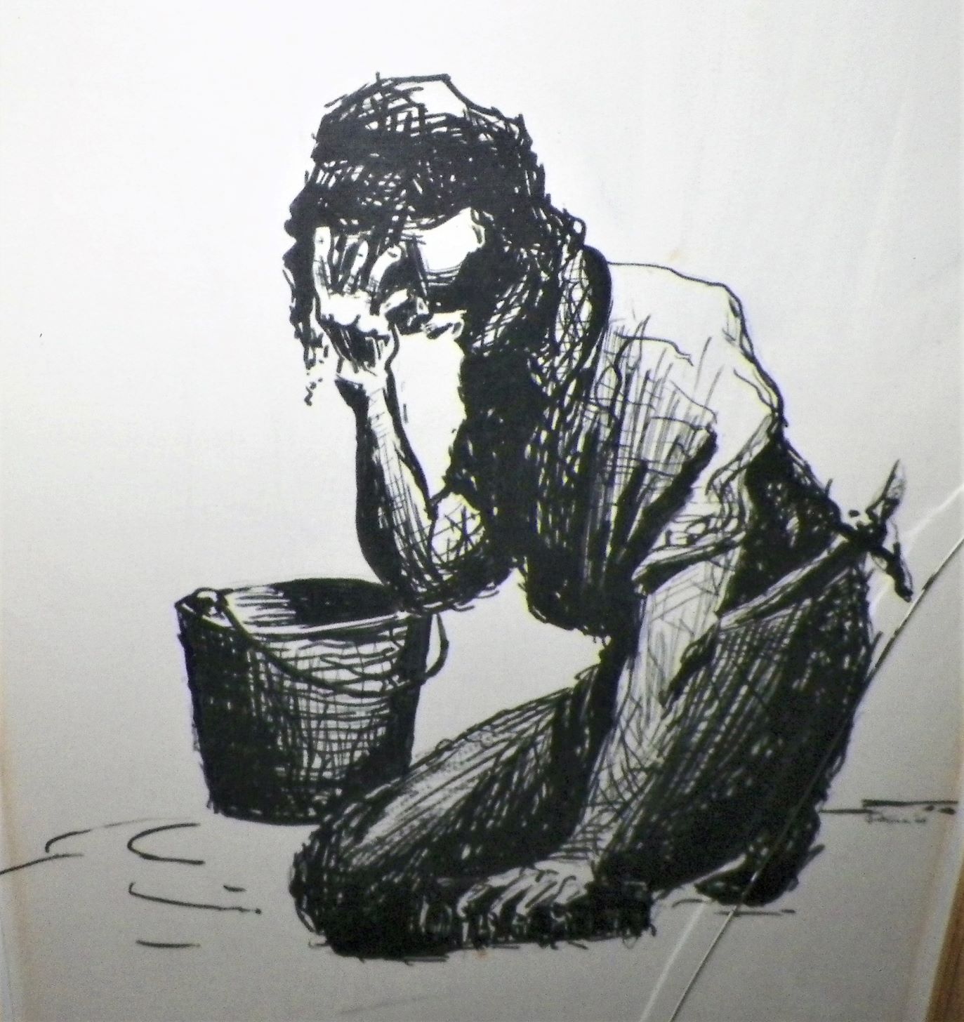 ART PRINT BLACK WOMAN CLEANING 2AA.JPG
