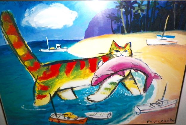ART PRINT CAT GIANT WITH FISH 2AA.JPG