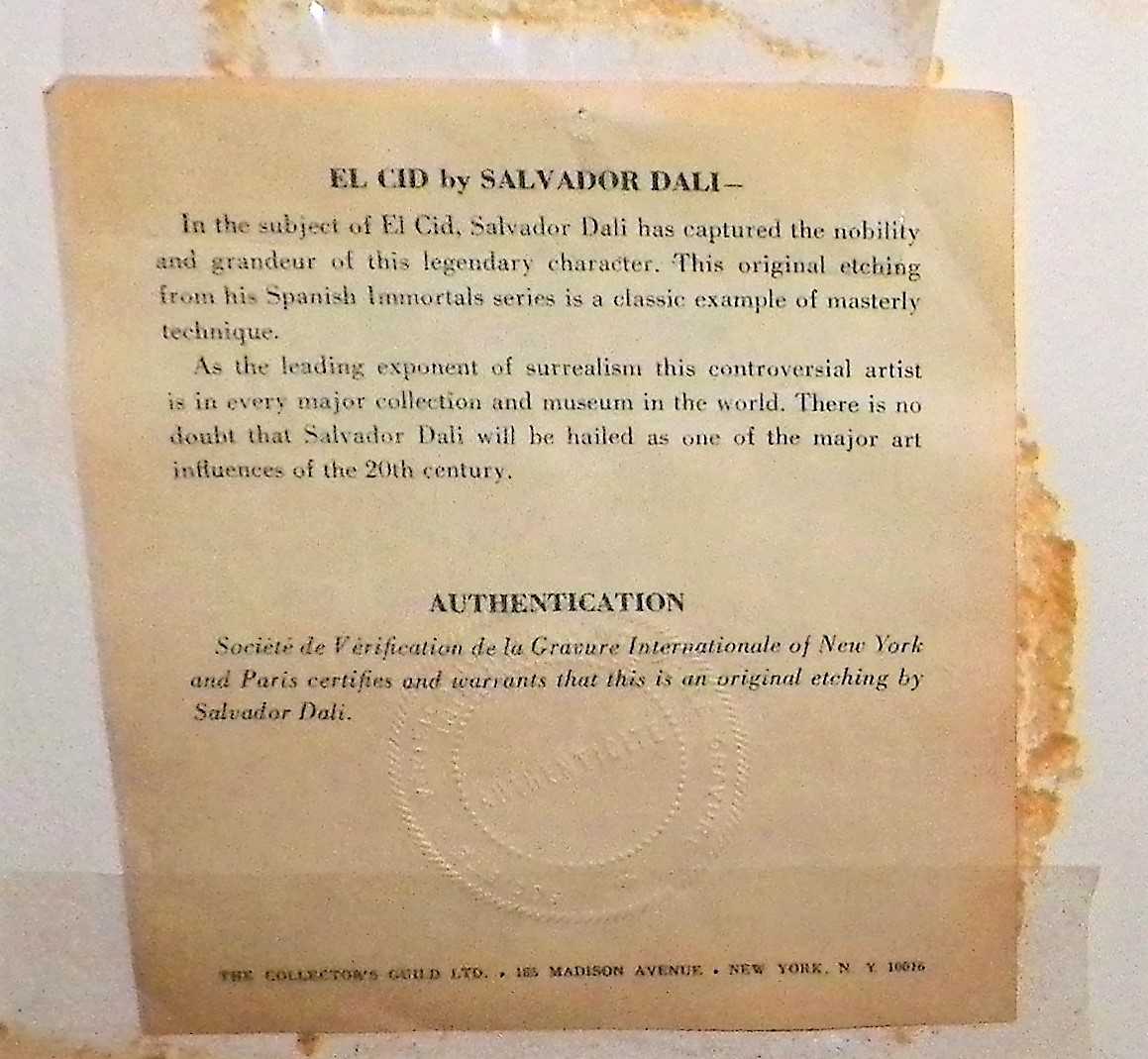 ART PRINT DALI EL CID ETCHING 5AAA.JPG