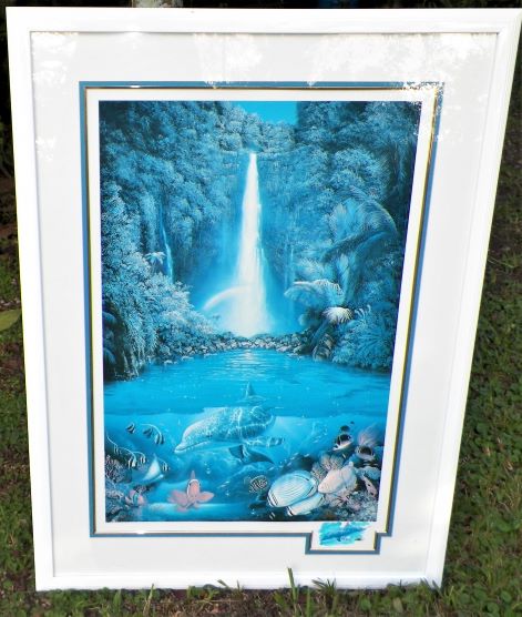 ART PRINT DOLPHINS UNDER WATER GOLD SIGNATURE 1AAA.JPG