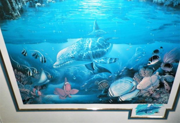 ART PRINT DOLPHINS UNDER WATER GOLD SIGNATURE 3AA.JPG