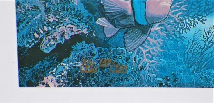 ART PRINT DOLPHINS UNDER WATER GOLD SIGNATURE 5AA.JPG