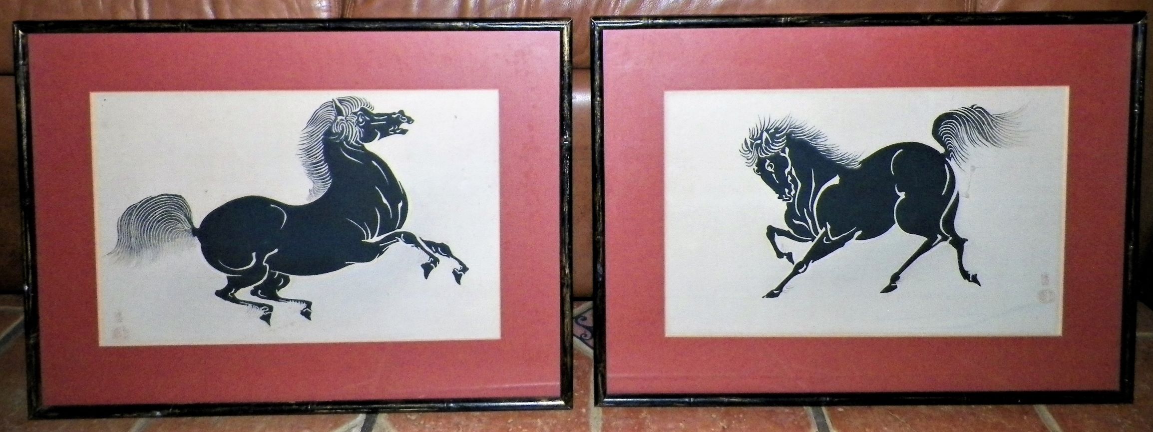 ART PRINT HORSES A PAIR ORIENTAL STAMPS  ART GALLERY 1AA.JPG