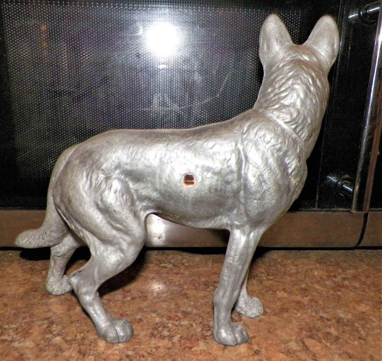 ART STATUE ALUMINUM DOG WITH GLASS EYES 3AAXX.jpg