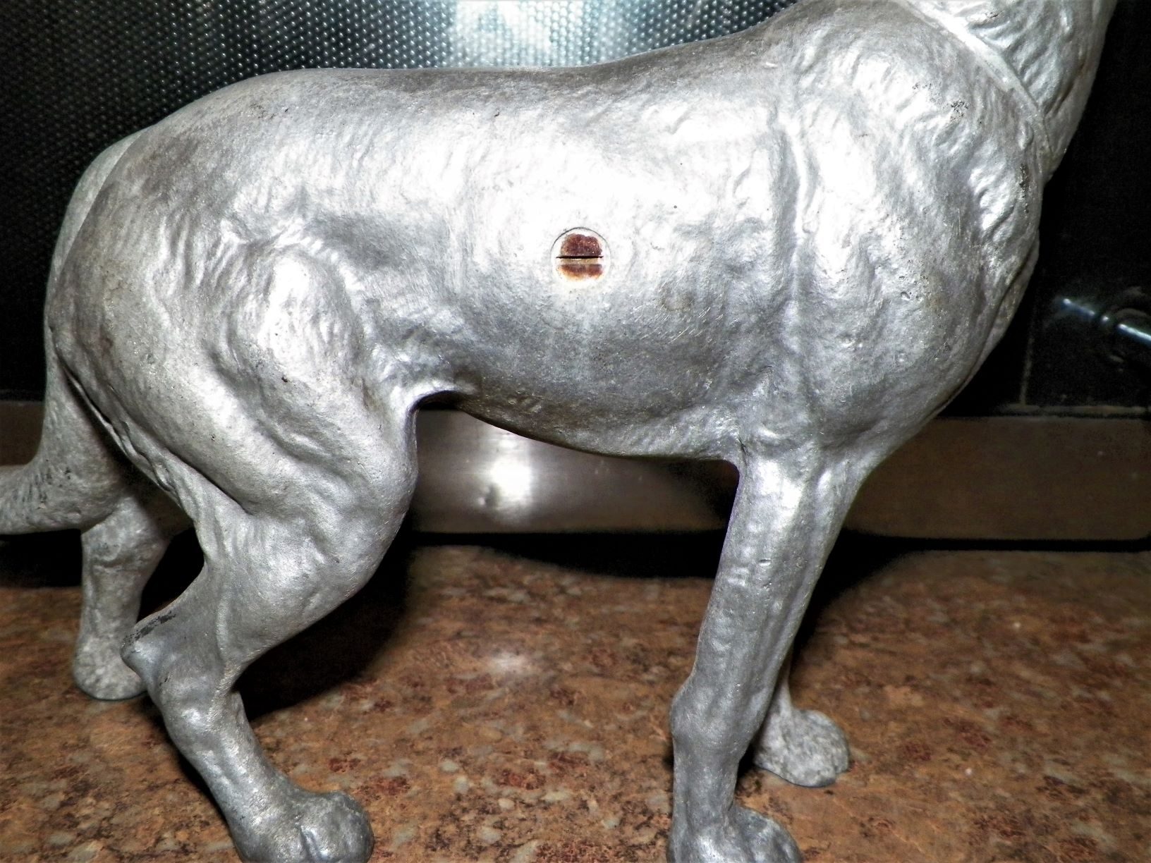 ART STATUE ALUMINUM DOG WITH GLASS EYES 4AAXX.jpg