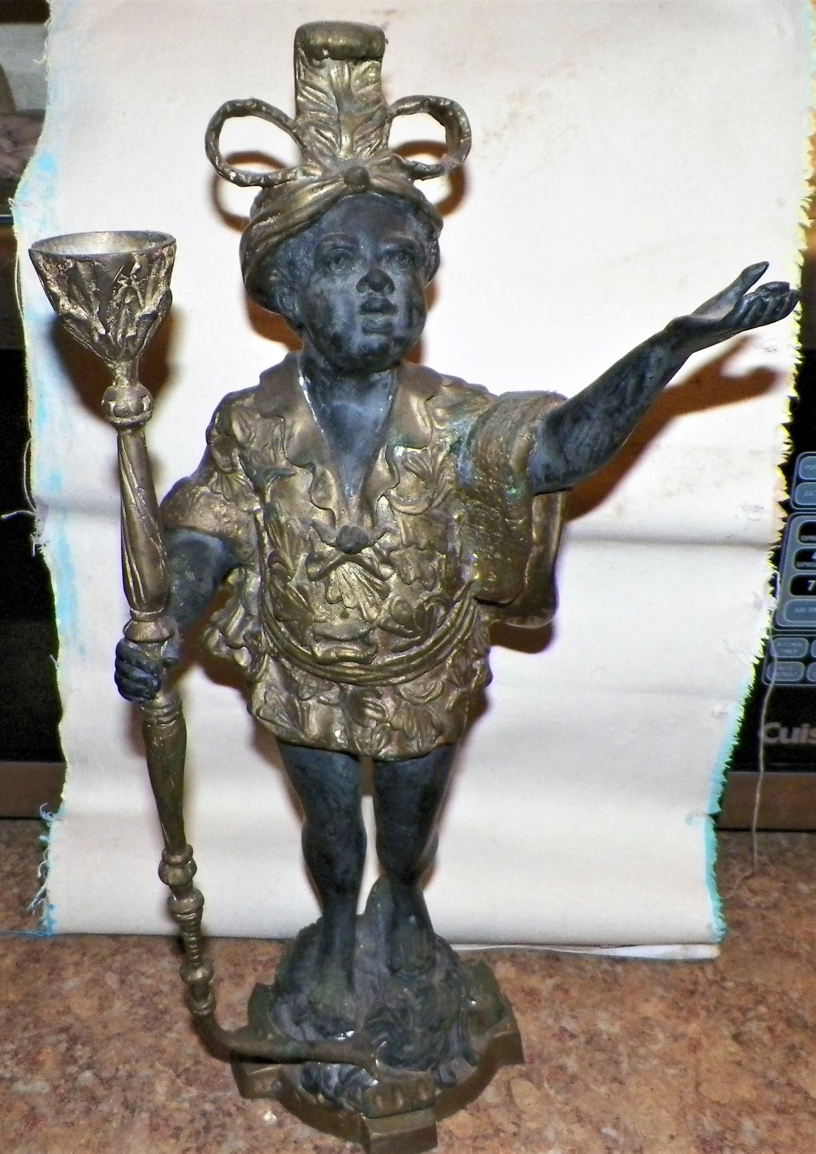 ART STATUE BLACK BRONZE BRASS BOY 2AA.JPG
