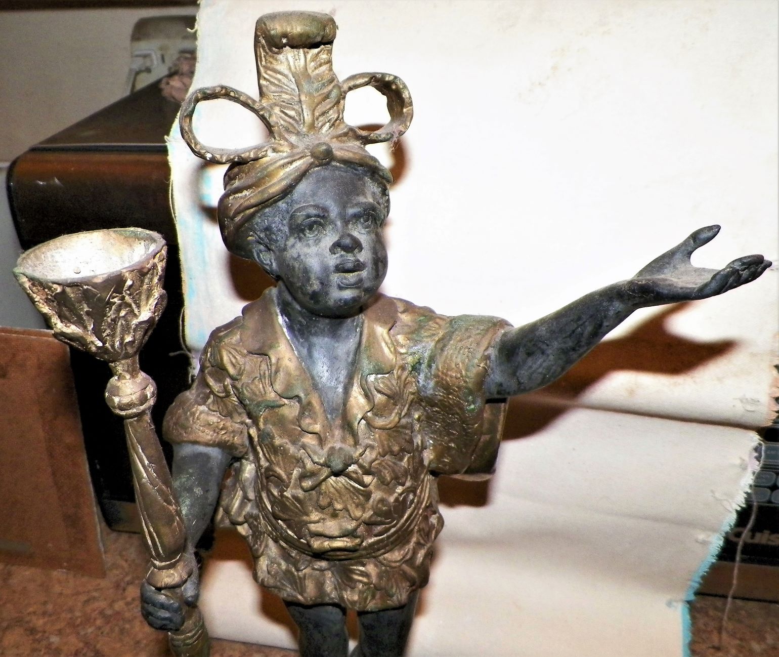 ART STATUE BLACK BRONZE BRASS BOY 3AA.JPG