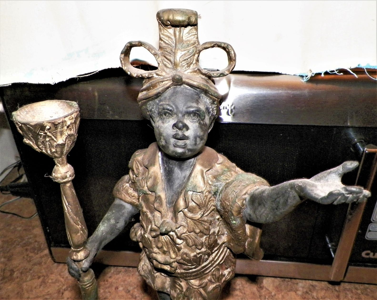 ART STATUE BLACK BRONZE BRASS BOY 3AAAA.JPG