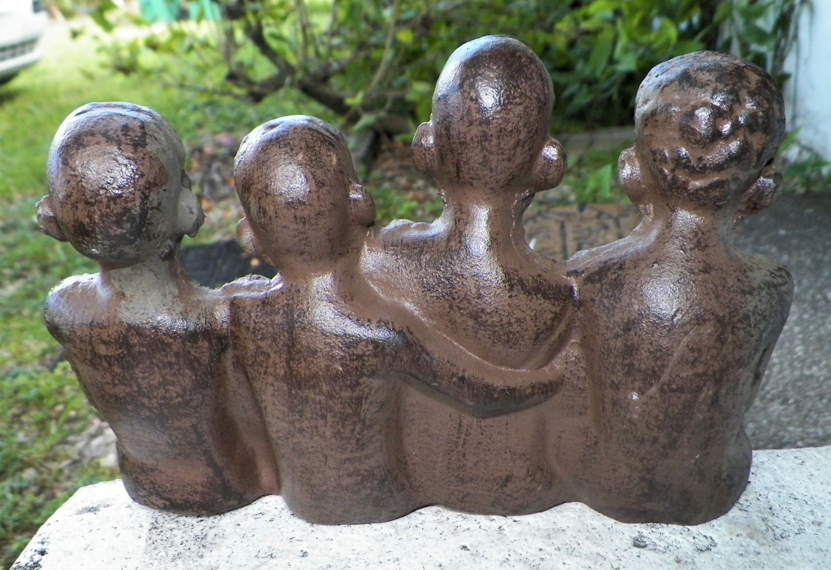 ART STATUE BOYS CAST IRON GROUP 4AA.JPG