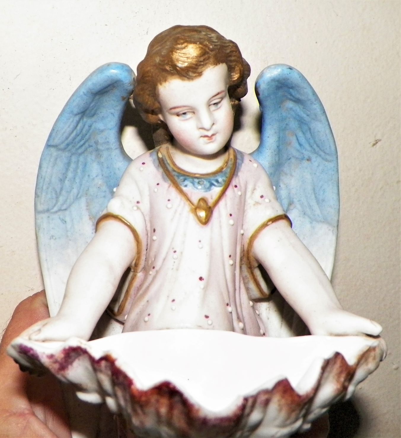 ART STATUE HOLY WATER SHELL & ANGEL 1AAA.JPG