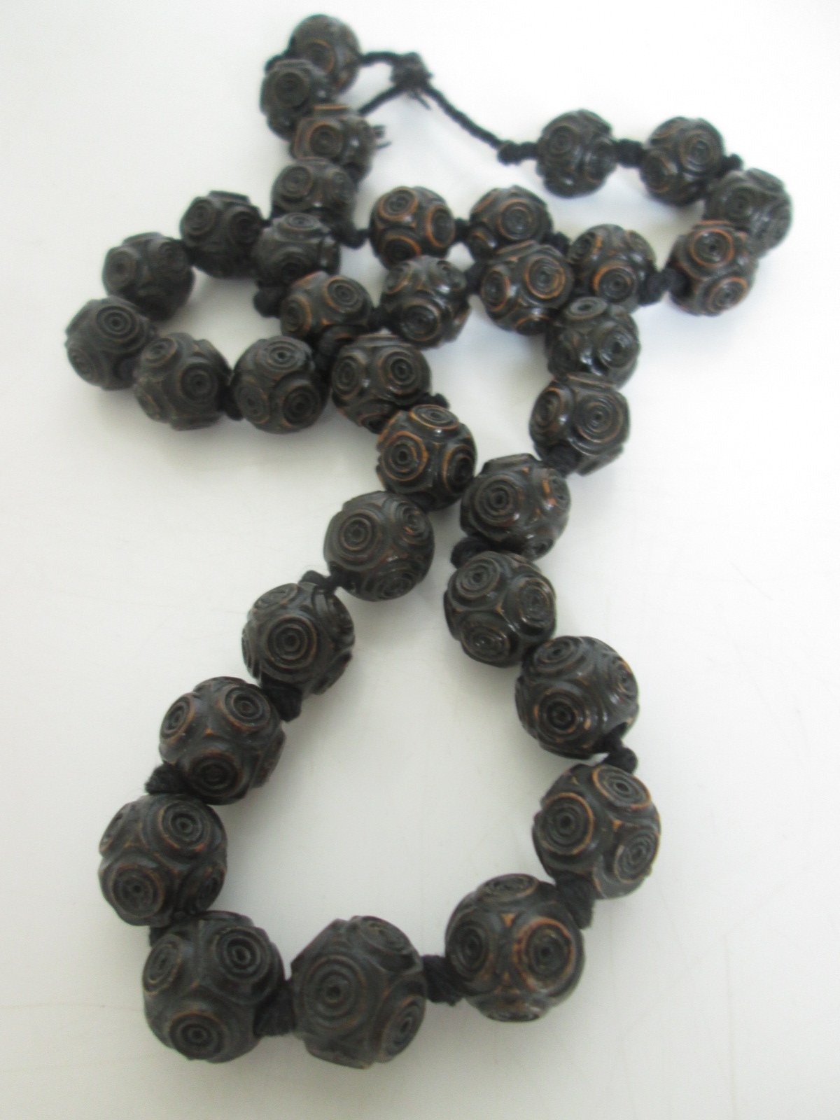 Stanhope & carved wood bead necklace Antiques Board
