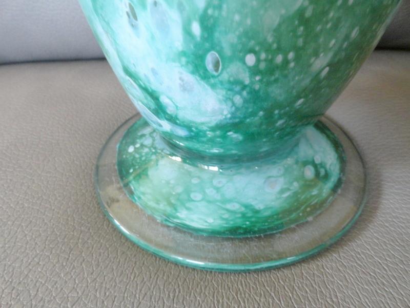 Large Green Glass Vase Made in England Antiques Board