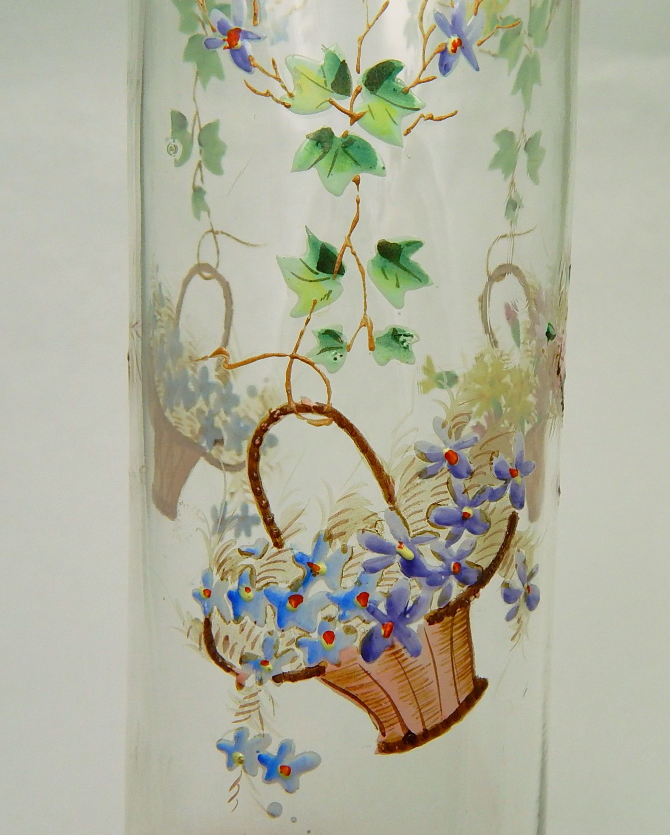 Enamel Decorated Glass Vase Antiques Board