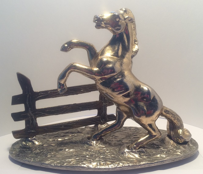 Brass Horse and Fence on Stand image.JPG