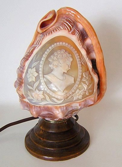 Cameo Carved Rufus Cassis Conch Shell Lamp-a.jpg