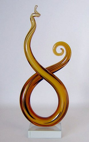 Caramel Art Glass Twist Sculpture Modern Chinese-a.jpg