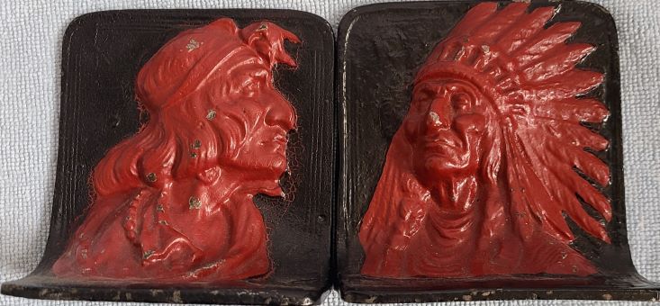 cast Indian Chief book ends.jpg