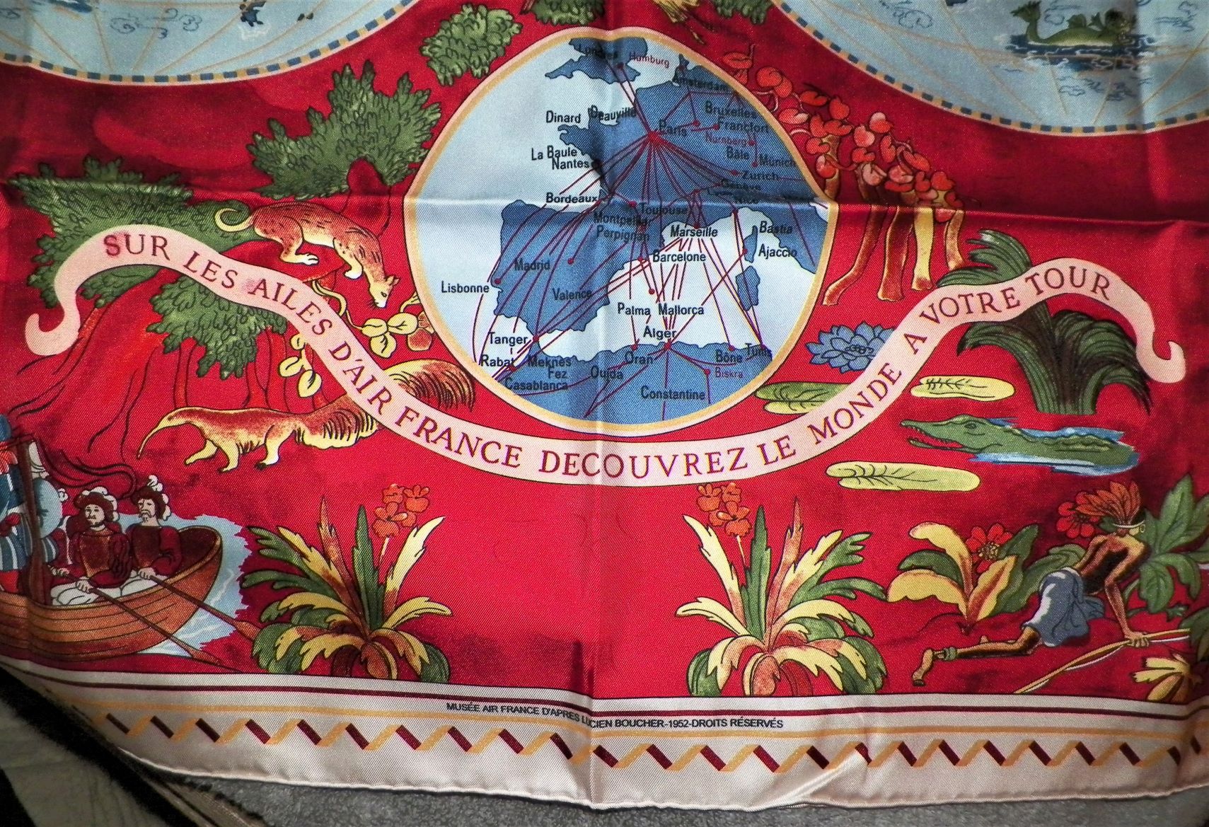 CLOTHES SCARF AIR FRANCE MAP 1953 3AA.JPG
