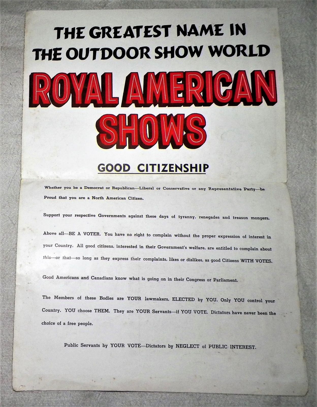 COLLECTIBLE CARNIVAL FLYER CITIZENS RESPONSIBILITIES 1AAZ.jpg