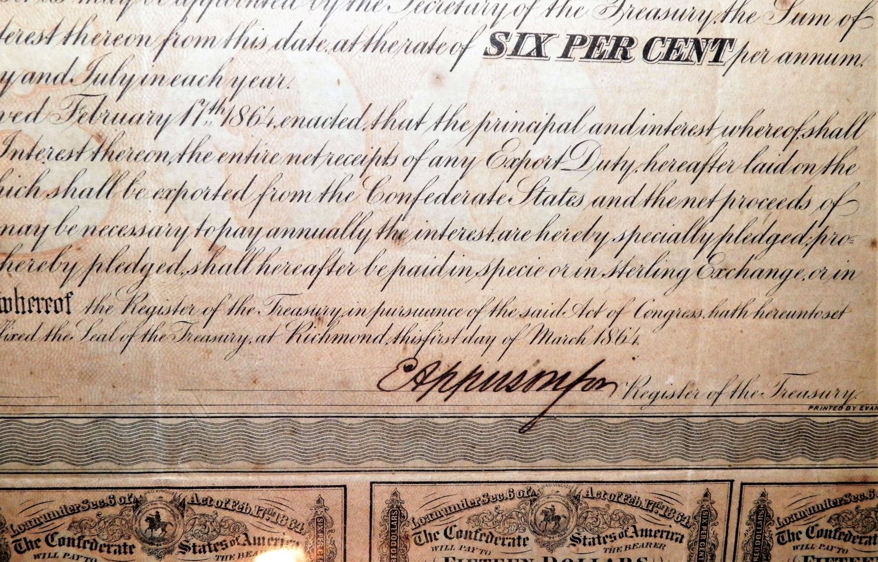 COLLECTIBLE CONFEDERATE BOND COUPON SHEET 5AA.JPG