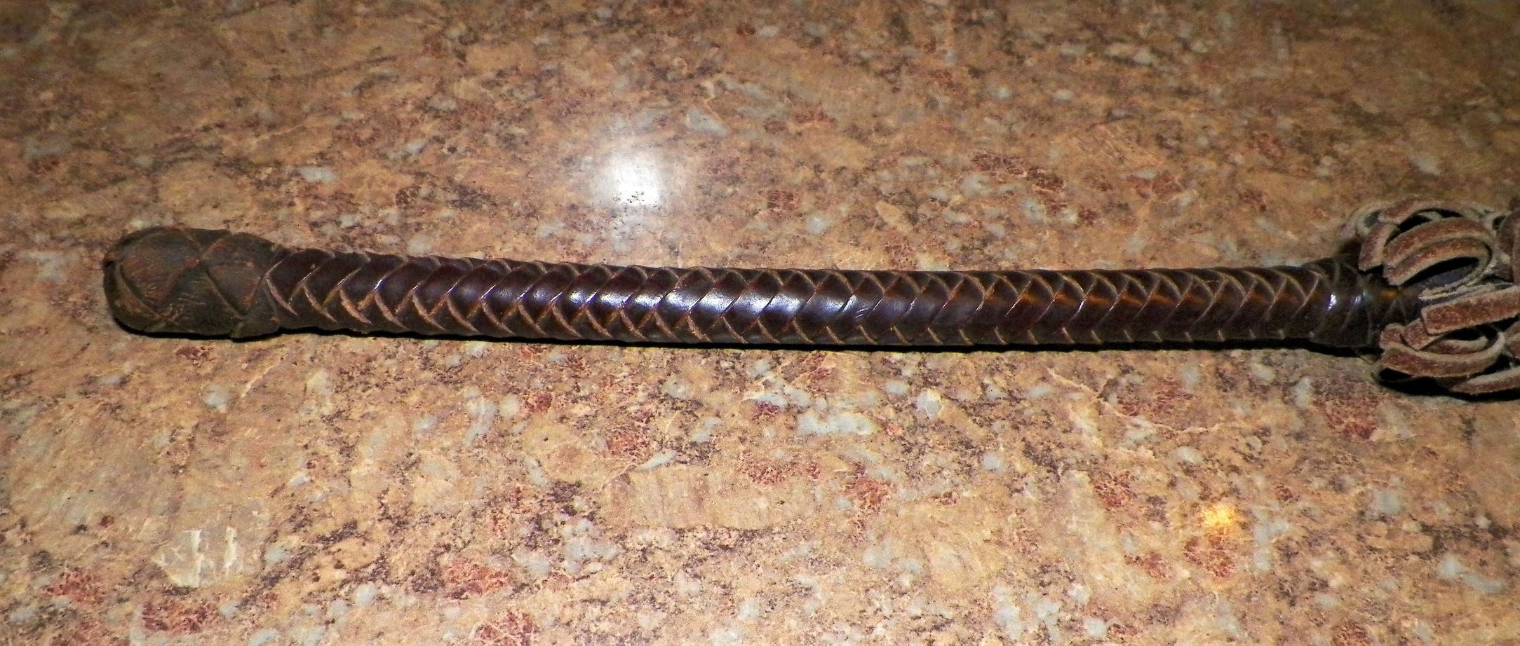 VINTAGE RIDING CROP w/SHAGGY LEATHER STRIPS? Antiques Board