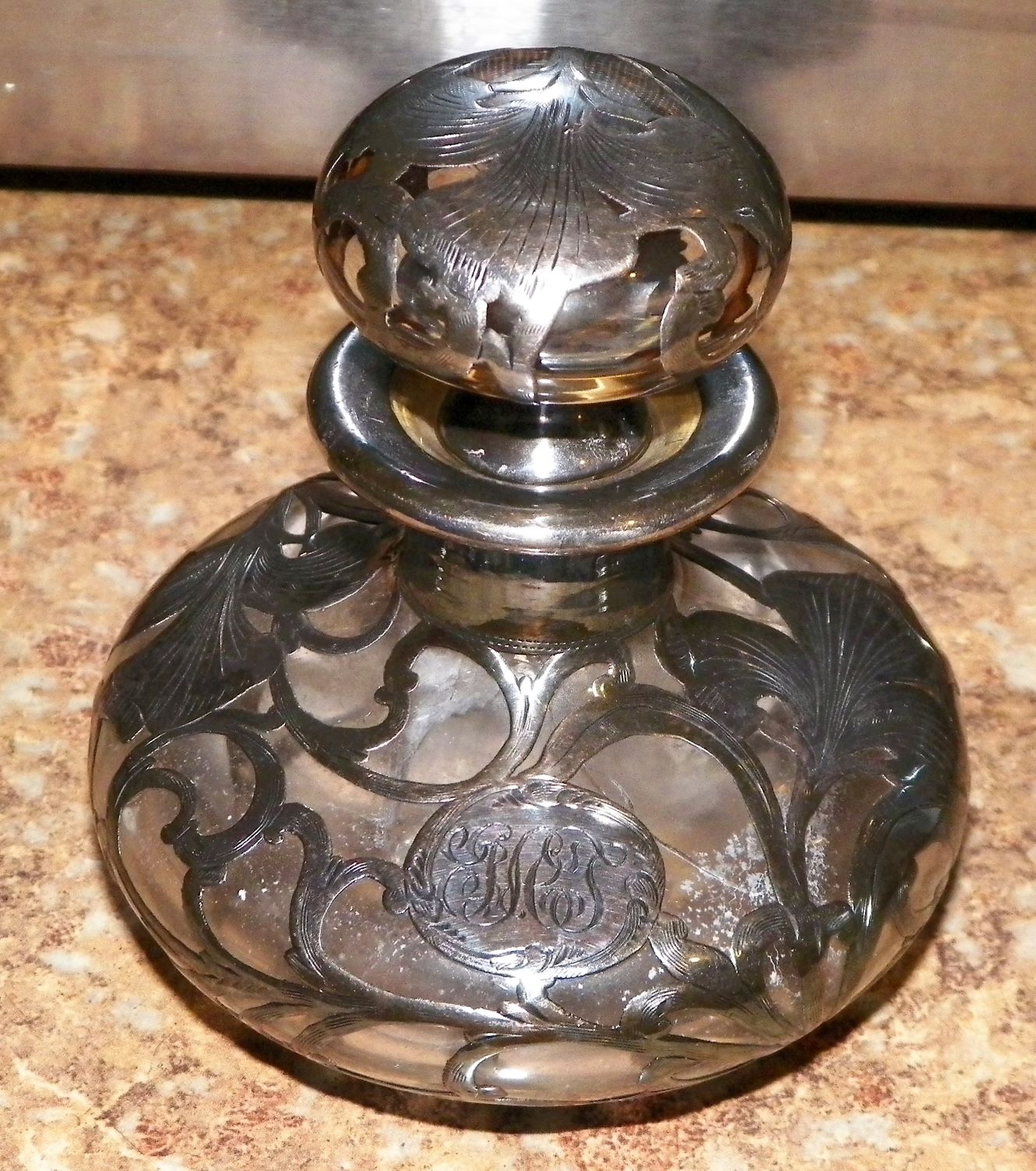 collectible glass and silver perfume ink bottle 1aa.JPG