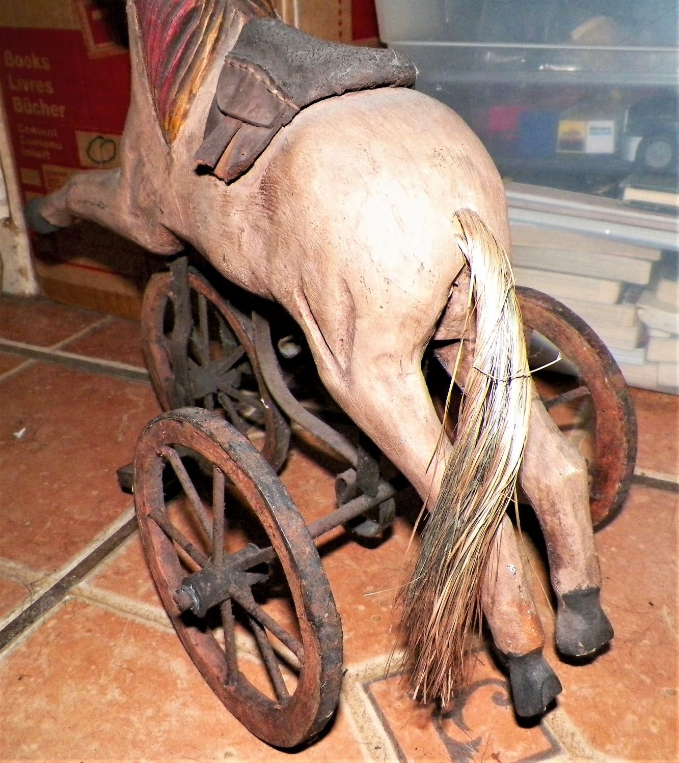 Garage Sale Find - Antique Carved Wood Horse Pul Toy Real Antique or
