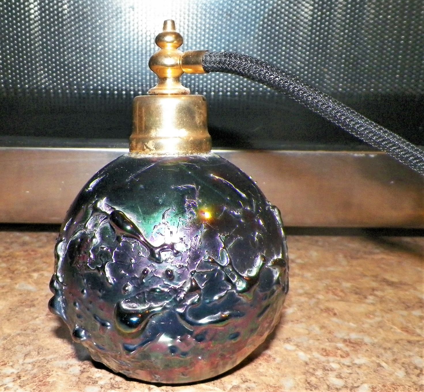 COLLECTIBLE PERFUME BOTTLE BLUE ISH 2AA.JPG