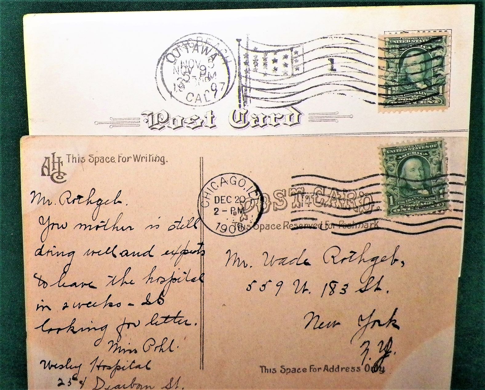 COLLECTIBLE POSTCARD PAIR BURNING BUILDING & SAILORS LOADING GUN 2AA.JPG