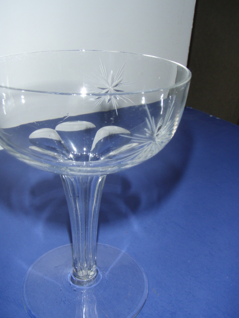 crystal clear glass hollow stem champagne goblet w cut stars 067.JPG