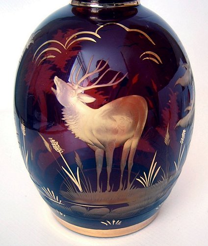 DecanterSetBohemianGlassStagRedCutToAmber-c.jpg