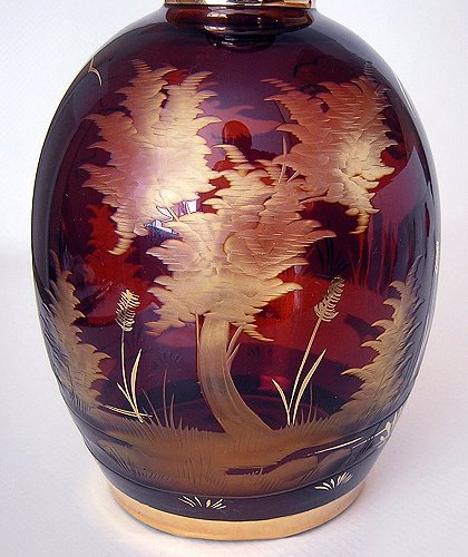 DecanterSetBohemianGlassStagRedCutToAmber-e.jpg