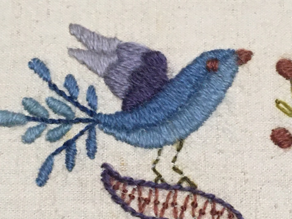Birds on branch embroidery  antiques board