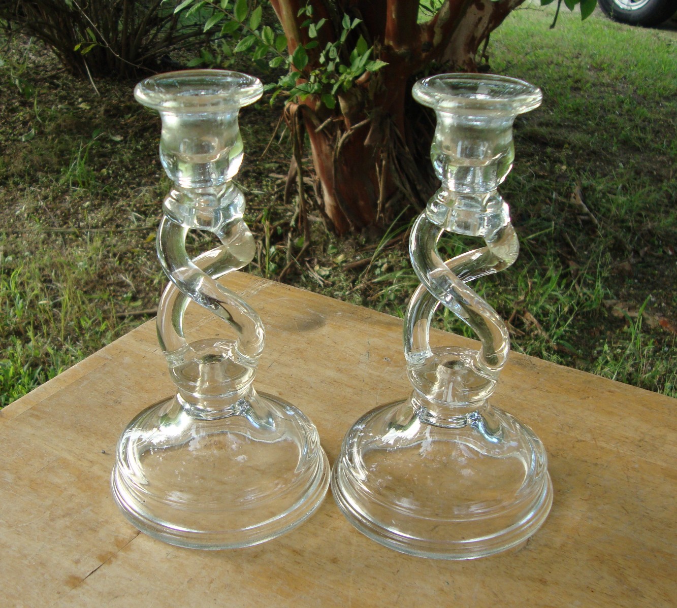 Anyone Know the Maker and Pattern Name of These Glass Candlesticks