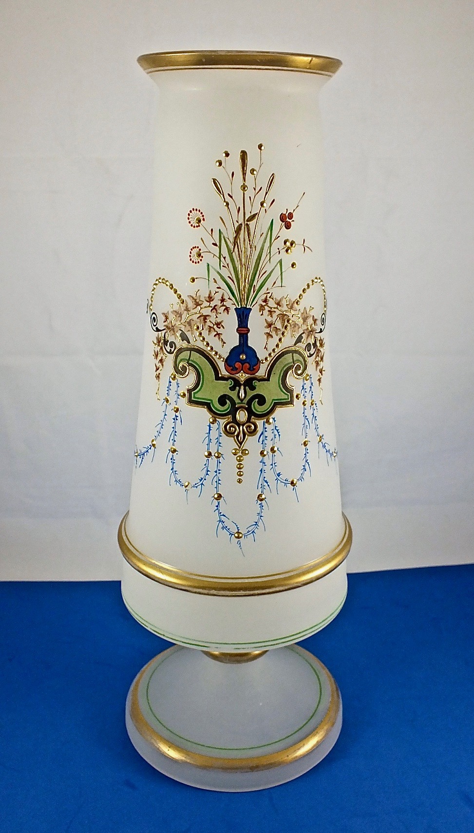 Have a Pair of Tall Glass Mantle Vases to ID, Opal Hand