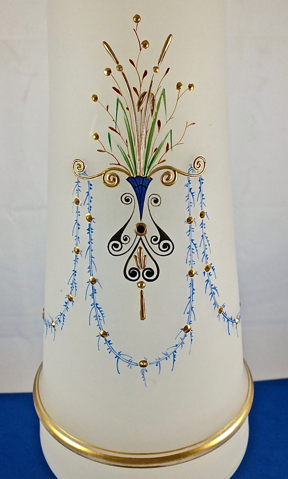 Have a Pair of Tall Glass Mantle Vases to ID, Opal Hand