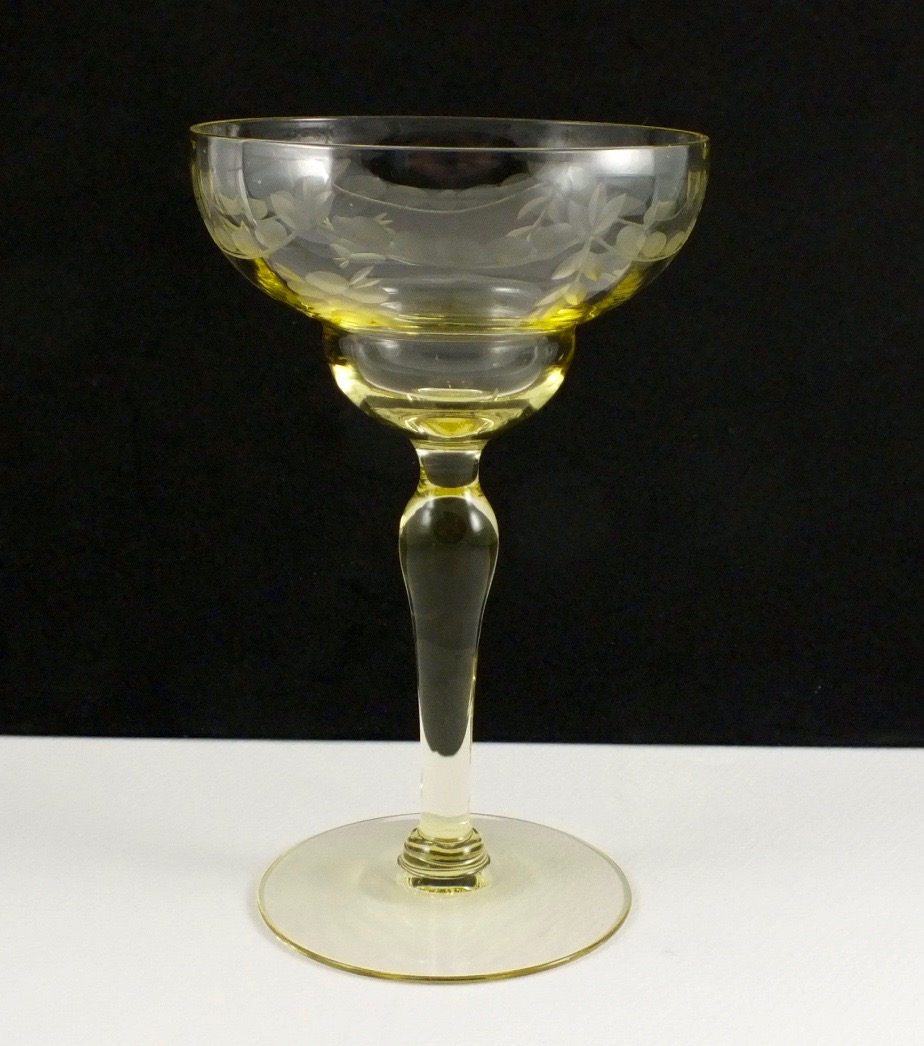 Need Help to ID a Vaseline Glass Cocktail Goblet Antiques Board