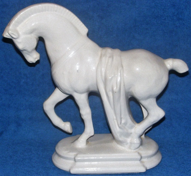 2 Pottery Horse Statues Antiques Board