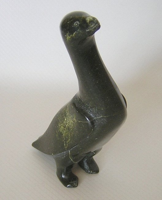 Eskimo Label Inuit Carved Soapstone Snow Goose Figurine Figure -c.jpg