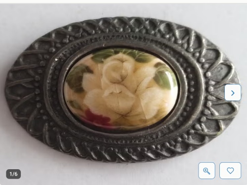 Etain Zinn pewter antieke tinnen rozen camee broche.jpg