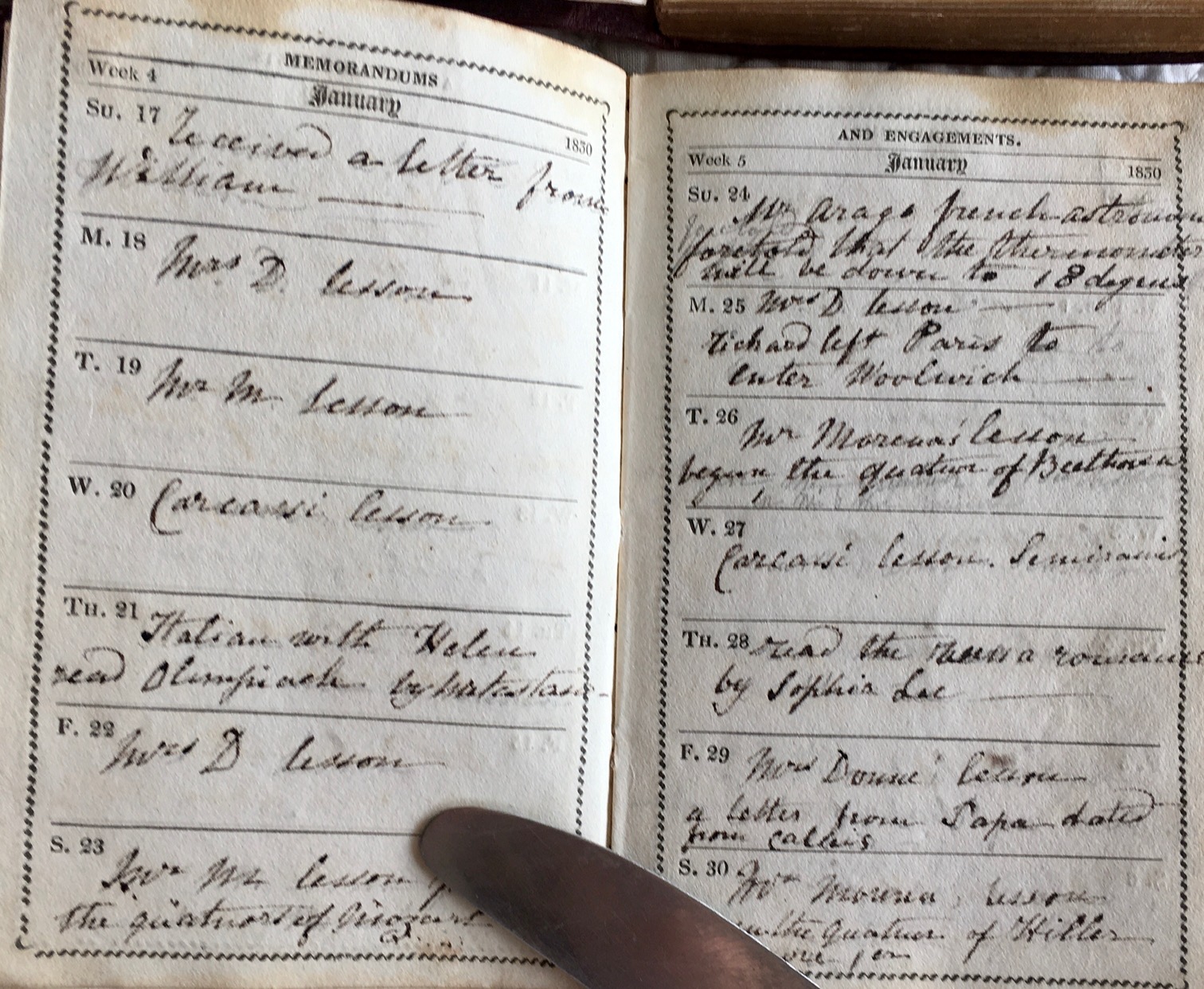 Handwritten English ladies diaries from 1830 Antiques Board