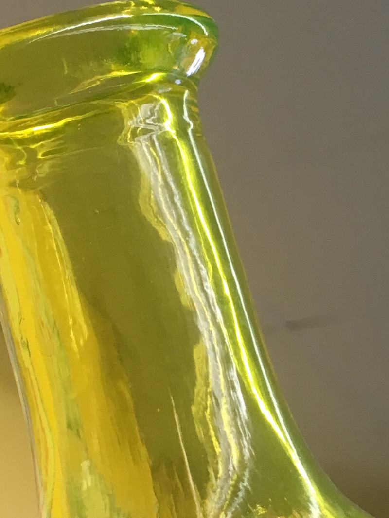 Mold Blown Vaseline Glass Bottle Antiques Board
