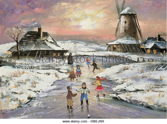 fine-arts-jancsek-antal-1907-1985-painting-children-on-ice-or-winter-gbejnx.jpg