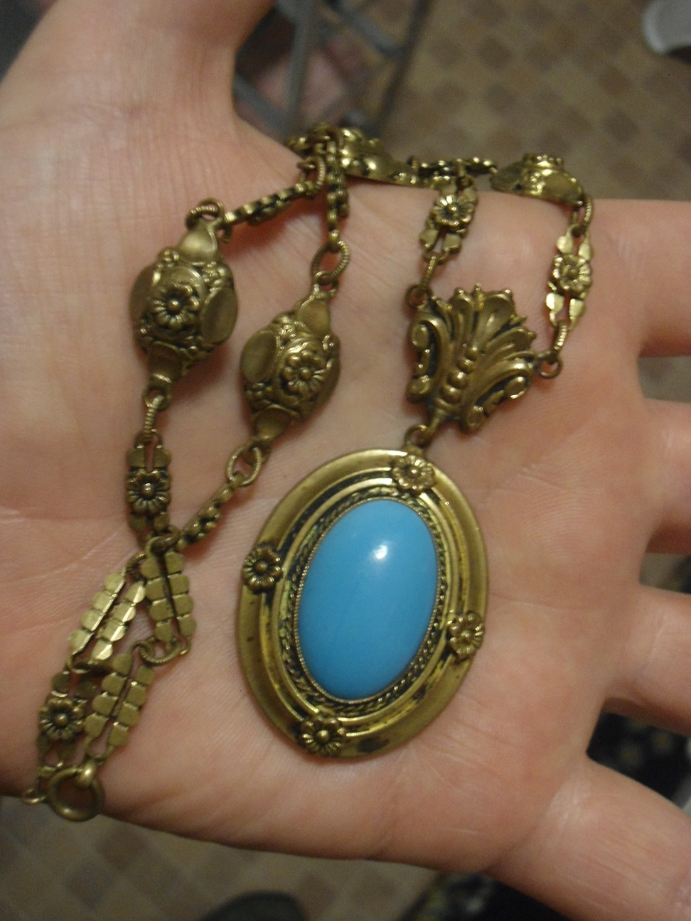 made in france gilt/glass costume jewelry necklace Antiques Board