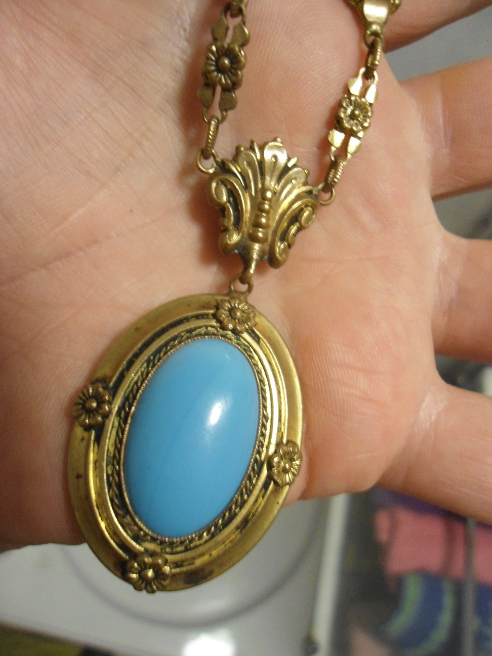 made in france gilt/glass costume jewelry necklace Antiques Board